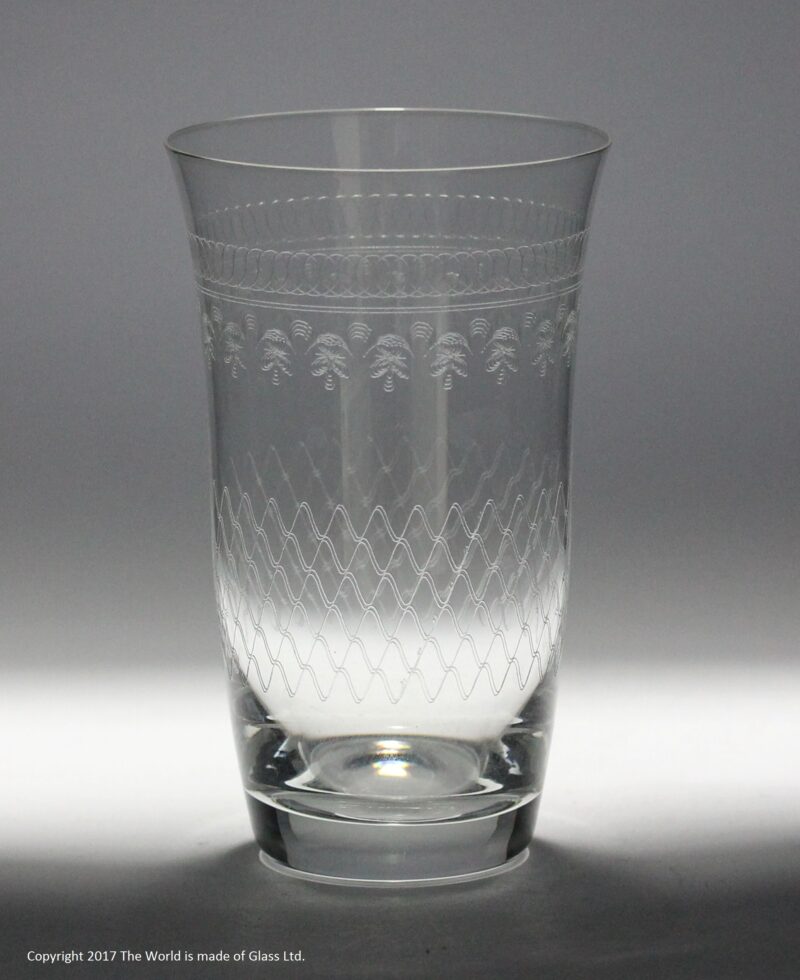 Set of three Lady Hamilton pattern lead glass highball glasses