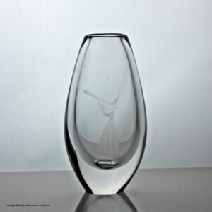 Vicke Lindstrand for Kosta, engraved glass vase