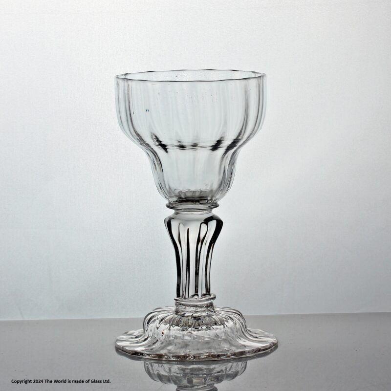 Georgian rib-moulded ogee bowl pedestal stem sweetmeat glass