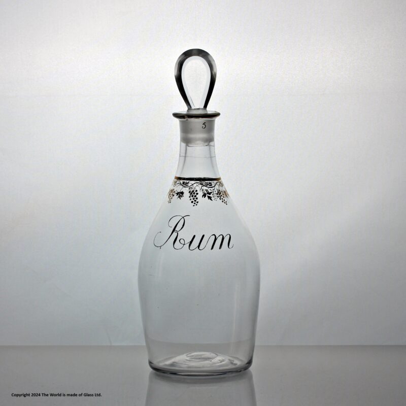 Georgian clear glass gilded Rum decanter