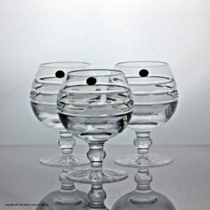 Set of three Tipperary Crystal Portland Suite brandy glasses