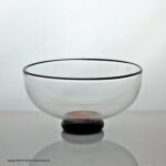 Charlie Meaker studio glass clear, black and gold bowl