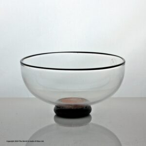 Charlie Meaker studio glass clear, black and gold bowl