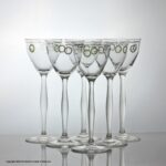 Set of six Theresienthal Jugenstil enamelled wine glasses