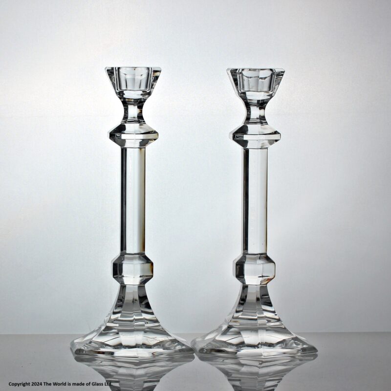 Pair of St. Louis crystal glass candlesticks