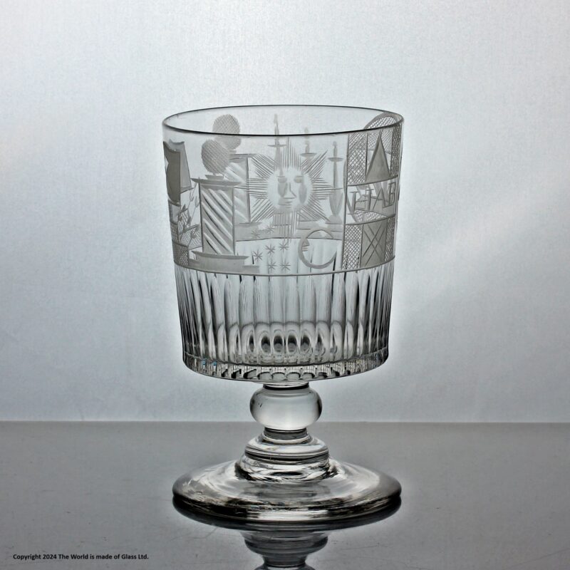 Georgian Masonic engraved bucket bowl rummer