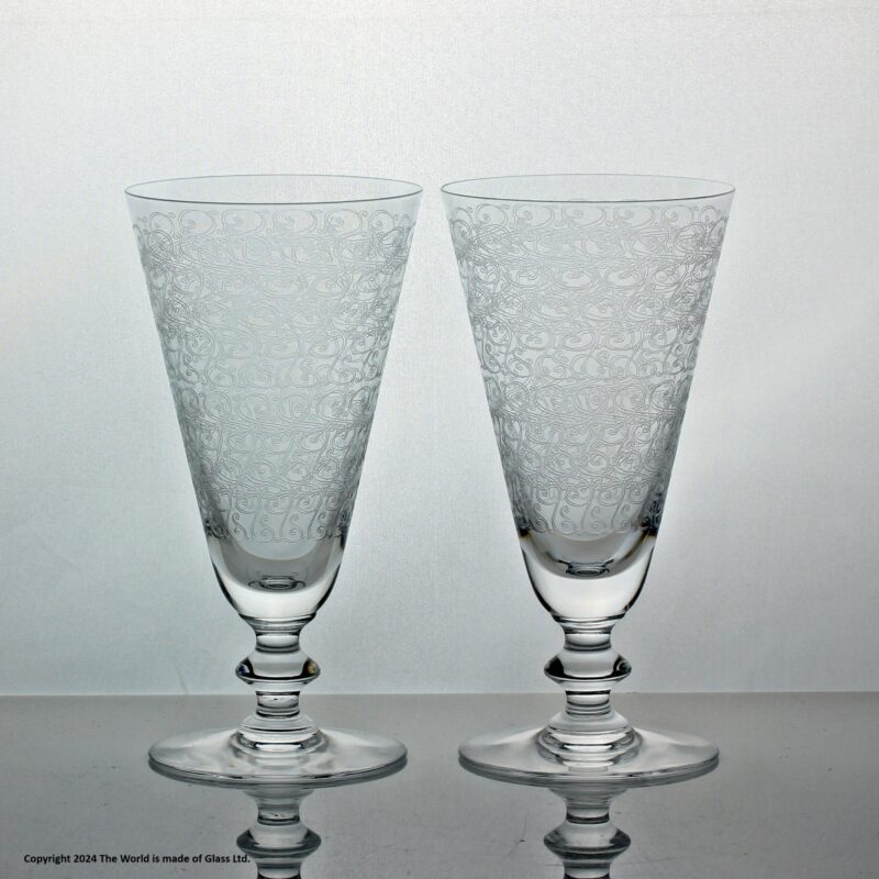 Pair of Baccarat Rohan pattern champagne flutes
