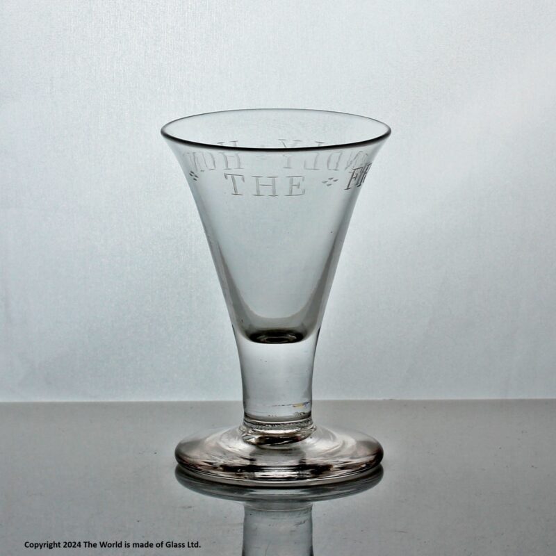 Georgian "The Friendly Hunt" firing glass, Jacobite significance