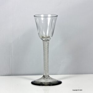 Georgian mixed twist wine glass, rounded funnel bowl