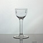Georgian star-engraved plain stem wine glass, cup bowl