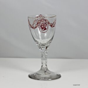 Georgian Jacobite enamelled facet cut stem wine glass