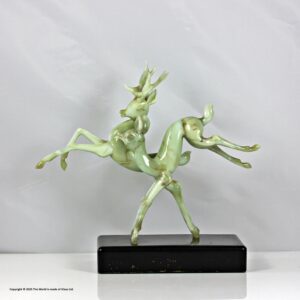 Istvan Komaromy lampwork glass sculpture of two deer