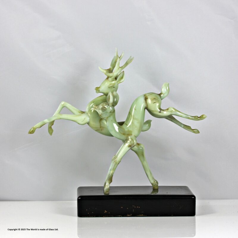 Istvan Komaromy lampwork glass sculpture of two deer