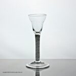 Georgian multi spiral opaque twist wine glass, pan-top bowl, folded foot