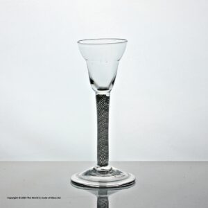 Georgian multi spiral opaque twist wine glass, pan-top bowl, folded foot