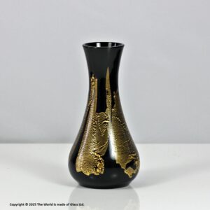 Stuart Strathearn small glass bud vase, gold leaf on black base