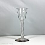 Georgian Lynn double series opaque twist wine glass, rounded funnel bowl