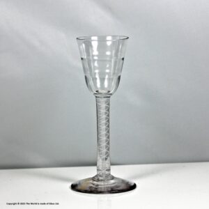 Georgian Lynn double series opaque twist wine glass, rounded funnel bowl