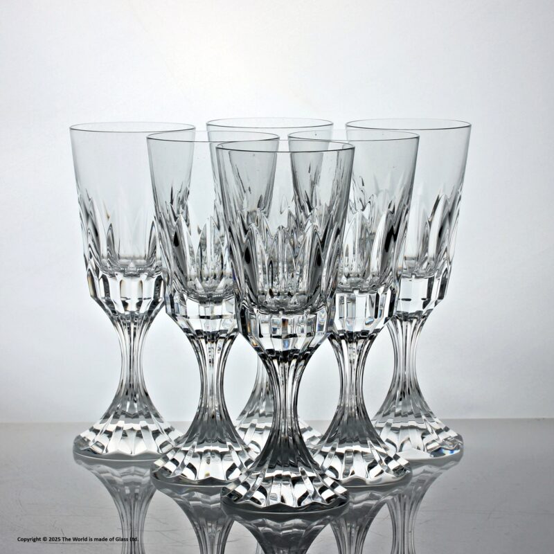 Set of six Baccarat D'Assas pattern red wine glasses