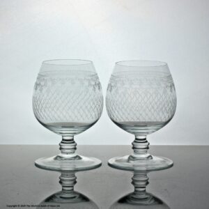 Pair of Lady Hamilton pattern hand-made lead crystal brandy glasses