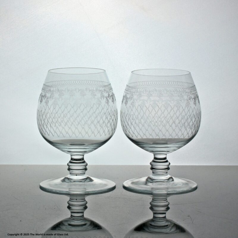 Pair of Lady Hamilton pattern hand-made lead crystal brandy glasses