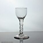 Georgian facet cut stem wine glass, ovoid bowl