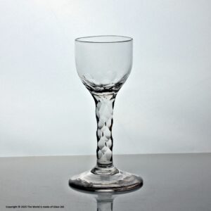 Georgian facet cut stem wine glass, ovoid bowl