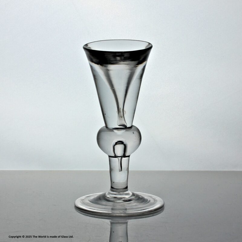 Georgian heavy baluster deceptive bowl dram glass
