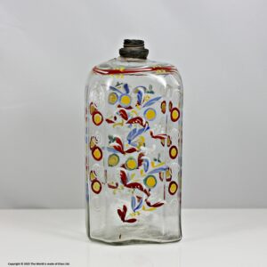 Georgian Continental polychrome enamelled schnapps flask