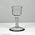 Georgian scarce small engraved double series opaque twist wine glass