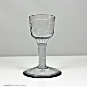 Georgian scarce small engraved double series opaque twist wine glass