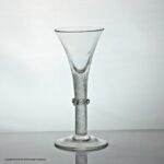 Georgian rare multi spiral air twist wine glass, trumpet bowl, vermicular collar