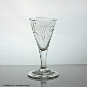 Georgian engraved funnel bowl dram glass