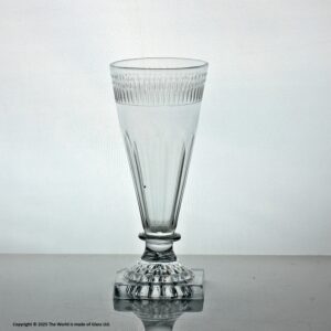 Georgian tulip-engraved dwarf ale glass, lemon-squeezer foot