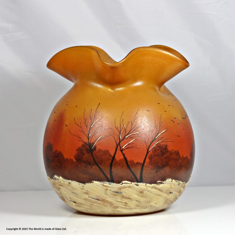 Legras large oviform vase decorated with winter landscape scene