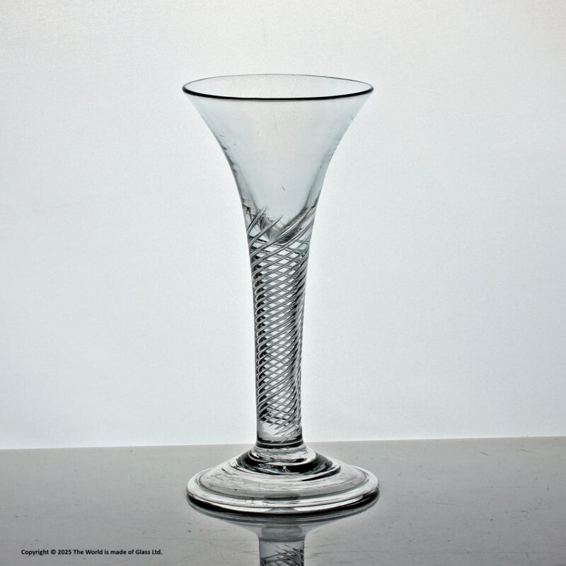 Georgian multi spiral air twist wine glass, trumpet bowl