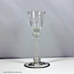 Georgian multi spiral opaque twist wine glass, double knop
