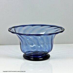 Georgian Sunderland blue wrythened glass sugar bowl