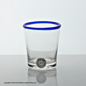 Georgian small glass tumbler, blue glass rim