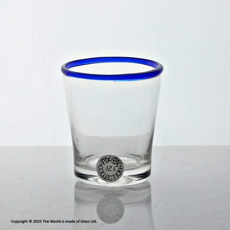 Georgian small glass tumbler, blue glass rim