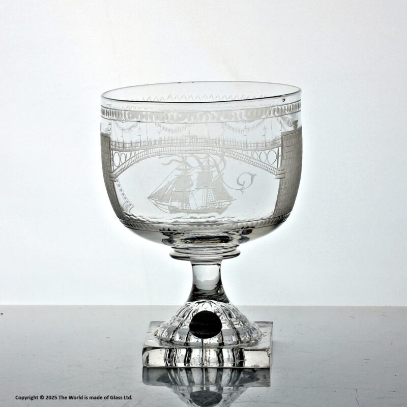 Georgian cup bowl Sunderland Bridge engraved rummer