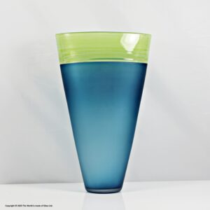 Bob Crooks tall Incalmo Spirale studio glass vase, blue & yellow
