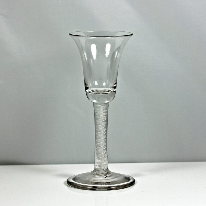 Georgian double series opaque twist wine glass, bell bowl