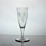 Georgian plain stem ale glass engraved with hop and barley ears