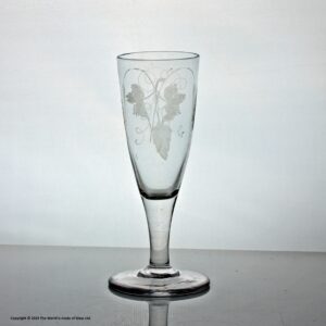 Georgian plain stem ale glass engraved with hop and barley ears