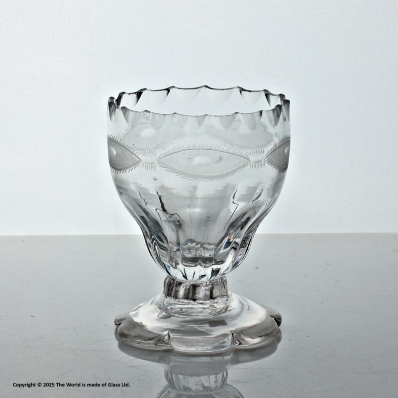 Georgian engraved cut glass monteith or bonnet glass