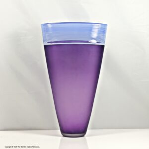 Bob Crooks Incalmo Spirale tall studio glass vase, amethyst & blue