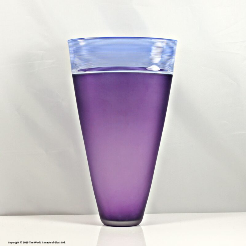 Bob Crooks Incalmo Spirale tall studio glass vase, amethyst & blue