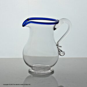 Georgian plain bowl cream jug with blue glass rim