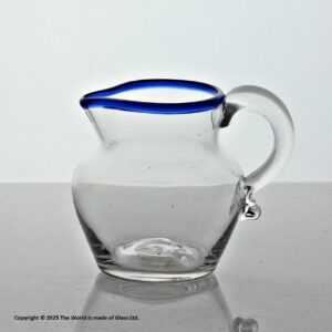 Georgian small plain bowl cream jug with blue glass rim